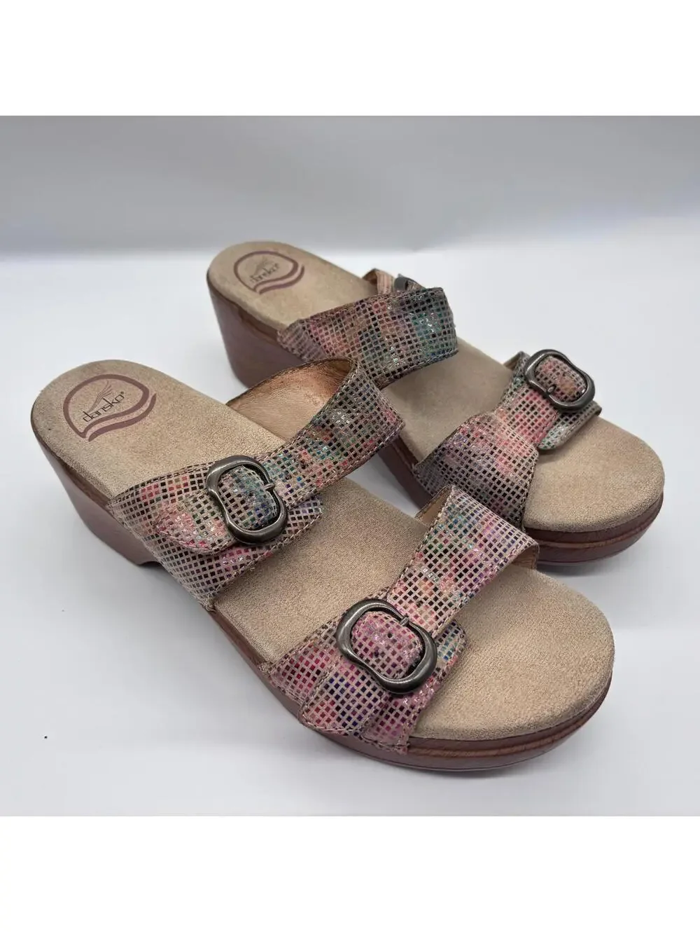 Dansko Sophie Leather Slide Colorful Women's EU 40 Metallic Double Strap Buckle